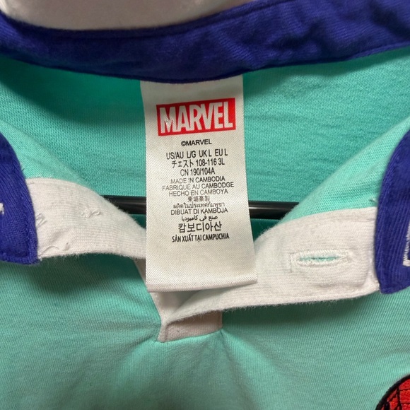 Disney Parks Marvel Polo Shirt Adult L Blue &White Spiderman Embroidered - Picture 2 of 6